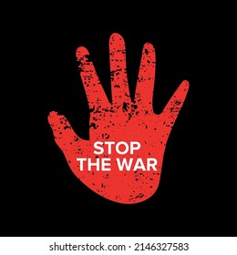 Stop the war background with palm hand and abstract grunge texture. Stop the war background vector