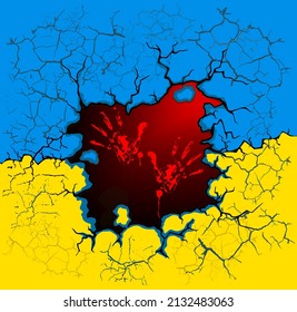 Stop War Banner text with Ukraine flag. International protest, Stop the war against Ukraine. Vector illustration