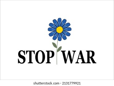 stop war blue daisy flower hand drawn