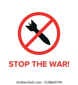 Stop the war bomb isolated on white background.