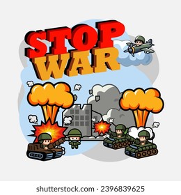 stop the war, cartoon style, poster vector illustration