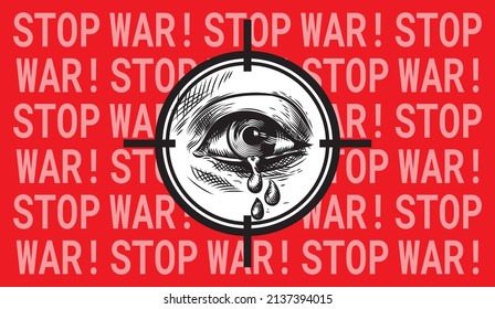 Hör auf zu Krieg! Konzept. Metapher für menschliches Leid aufgrund des Krieges.
