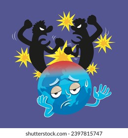 Stop war and conflicts in the injured world. Poster no war stop war. illustration vector cartoon. 