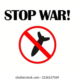 Stop war designs with missile bomb isolated on white background