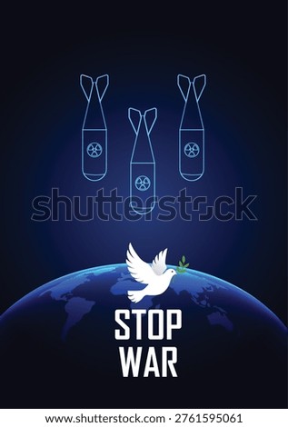 Stop war dove and earth promoting peace unity global harmony vector poster