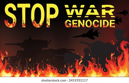 Stop War and Genocide. Template for background. Free Palestine flag wallpaper, flyer, banner vector illustration, Peace demonstration, World without war vector illustration