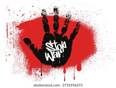 Stop War graffiti slogan print, tees, Stop the war Text on red splashes, Urban typography hipster street art, clip arts, banners, stickers, social media, posters.eps