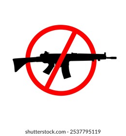 Stoppen Sie den Krieg Gun Silhouetten, rot verbotene Kreise.  Antikriegssymbol. Verbot des Einsatzes von Waffen.