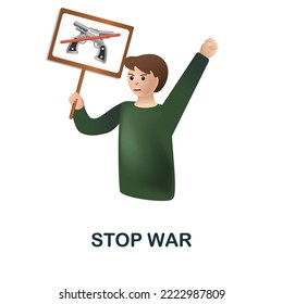 Stoppt die Kriegssymbol. 3D-Illustration aus der Kriegskollektion. Creative Stopp War 3d Symbol für Webdesign, Vorlagen, Infografiken und mehr