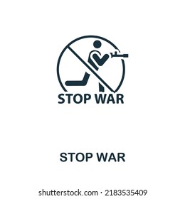 Icono de Parar la guerra. Línea simple monocroma Icono de guerra para plantillas, diseño web e infografías
