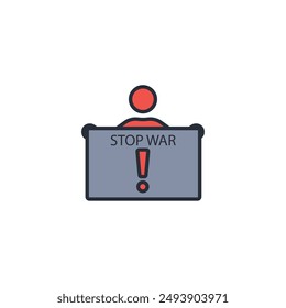 stop war icon. vector.Editable stroke.linear style sign for use web design,logo.Symbol illustration.