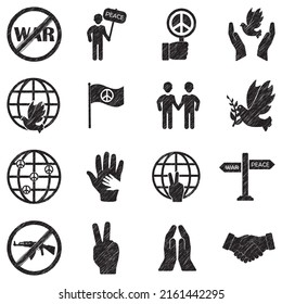 Stop The War Icons. Black Scribble Design. Vector Illustration.