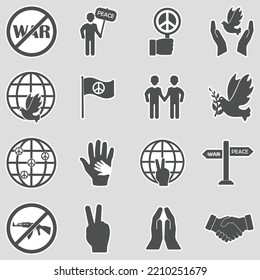 Stop The War Icons. Sticker Design. Vector Illustration.