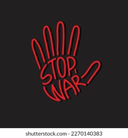 Stop War logo vector illustration in Ukraine concept. Stop war lettering logo. No war in the world. The armed conflict in Ukraine must be stopped!