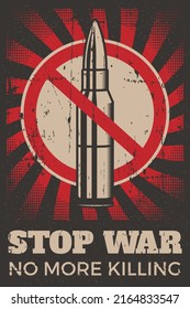 Stop War No More Killing Retro Poster