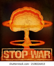 Stop War Poster Card Nuclear Explosion Stock Vector (Royalty Free ...