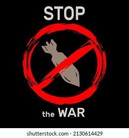 Stop The War Poster, No War Sign, Nuclear Bomb Stump, Stop Violence.