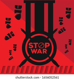 Alto al afiche de la guerra. Concepto de protesta - Ilustración vectorial