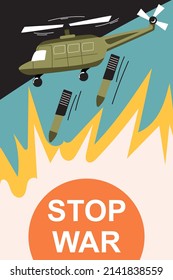 Afiche de fin de guerra. Paz mundial. Ilustración vectorial en colores modernos. Tema real.