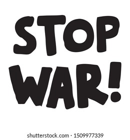 Stop War protest word sign doodle hand drawn vector