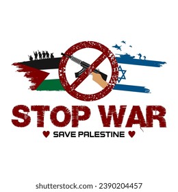 Stop war. Save Palestine. Hand drawn vector illustration. Stop war. Stop the war.