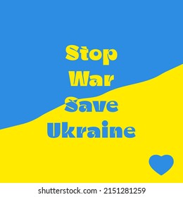 stop war, save Ukraine square banner for social media. blue and yellow ukrainian flag colors. pray for Ukraine, stop war