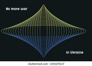  Stop War, Save Ukraine. Vector illustration with blue and yellow color. Background design with abstract 3D wireframe shapes.