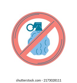 stop the war sign with grenade icon