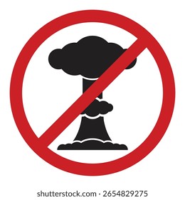 Stoppschild, Stoppschild des Atomkriegs, einzeln auf weißem Hintergrund. Einfaches Vektorlogo.