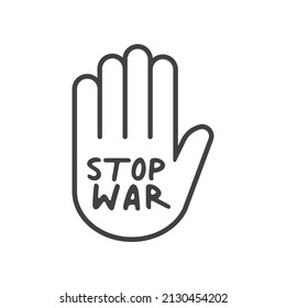 Stop war sign on hand icon.