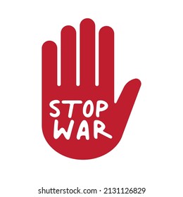 Stop war sign on hand icon.