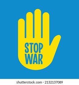 Stop war sign on hand icon.