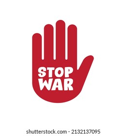 Stop war sign on hand icon.