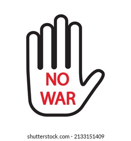 Stoppt das Kriegszeichen auf der Hand Symbol. Vektorgrafik