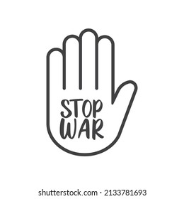 Stop war sign on hand icon.