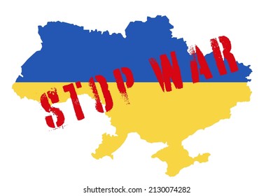 Stop war sign on a map of Ukraine. Stop the war vector illustration