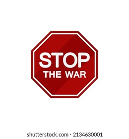 Stop war sign on red background. Vector icon. 