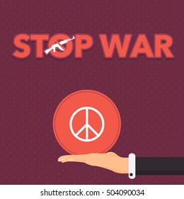 Stop War Slogan, Flat Style Background