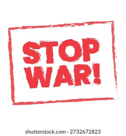 Stopp War Square Grunge Stamp Vektor Protest Anti War Rubber Label