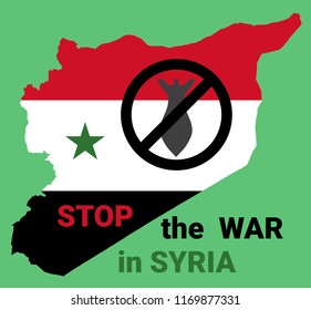 Stop the war in Syria, Peace sign on Syria map, vector illustration