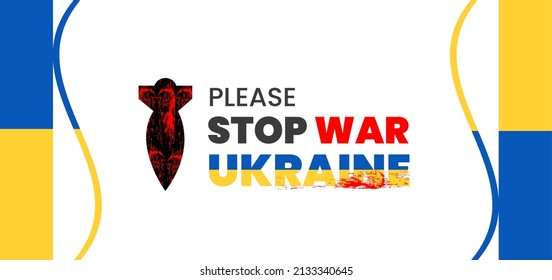 Paren la guerra en Ucrania Antecedentes, Salven a Ucrania, bandera de Ucrania Detengan la ilustración vectorial del concepto de guerra. Diseño vectorial de bandera de Ucrania