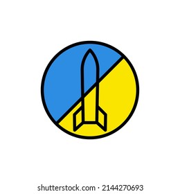 stop war in Ukraine blue and yellow outline filled icon. i stand with Ukraine. peace for Ukraine. pray for Ukraine