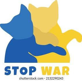 Stop War in Ukraine Cats symbol stand with Ukraine 
