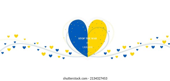 Stop the war. Ukraine flag in blue yellow national colors