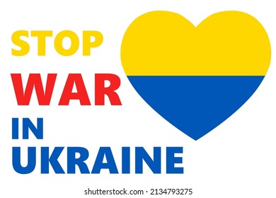 Stop war in Ukraine heart icon. Russian war against Ukraine, Save Ukrainian people