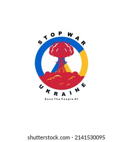 Stop the war in ukraine logo design template illustration