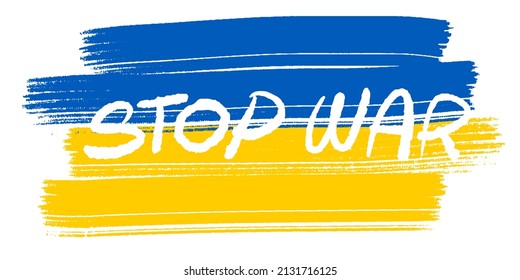 Stop war in Ukraine, Painting brush concept isolated on white background. Vector illustration for sticker, poster, postcard, flyer, banner or shirt design.