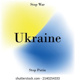 Stop war in Ukraine. Stop Rutin. I Stay With Ukraine. Abstract polygonal background in the form of colorful blue and yellow stripes of the Ukrainian flag. Vector illustration.