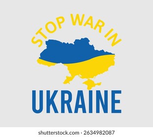 Stop War In Ukraine, Say no to the war, Russian and Ukrainian conflict, heart, square and round shape, Ukrainian flag symbol, Blue and yellow illustration