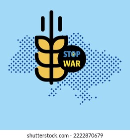 stop war. stop the war in Ukraine. spikelet map of Ukraine